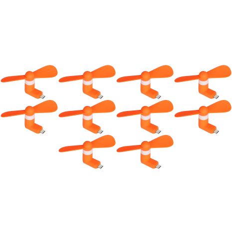 Помаранчевий мобільний вентилятор MicroUSB, для телефону, повербанка, ноутбука, 10шт