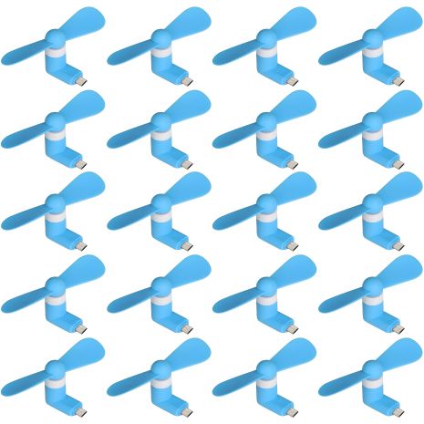 MicroUSB мобильный вентилятор синий, для ноутбука, повербанка, телефона, комплект 20шт