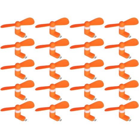 Оранжевый мобильный вентилятор MicroUSB, для ноутбука, повербанка, телефона, комплект 100шт