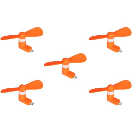 Мобильный вентилятор MicroUSB оранжевый, для телефона, повербанка, ноутбука, комплект 5шт Мобильный вентилятор MicroUSB оранжевый, для телефона, повербанка, ноутбука, комплект 5шт