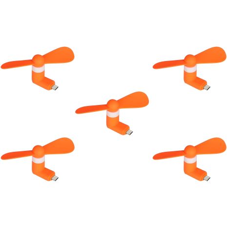 Мобільний вентилятор MicroUSB, помаранчевий, комплект 5шт