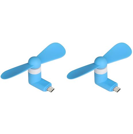 Мобільний вентилятор MicroUSB синій, від телефону, повербанка, ноутбука, 2шт Мобільний вентилятор MicroUSB синій, від телефону, повербанка, ноутбука, 2шт