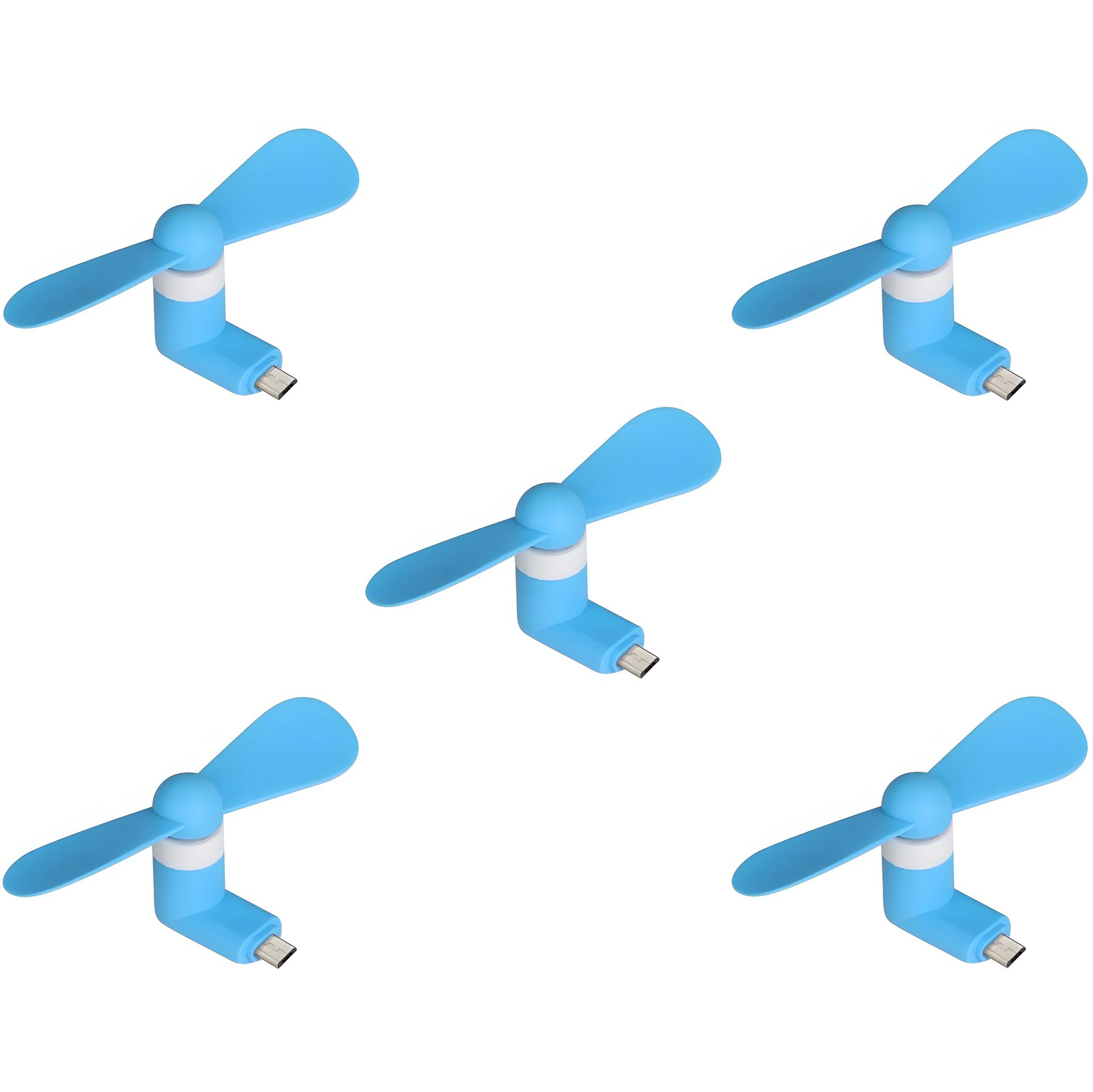 Синий MicroUSB вентилятор для телефона и ноутбука, комплект 5 штук Синий MicroUSB вентилятор для телефона и ноутбука, комплект 5 штук