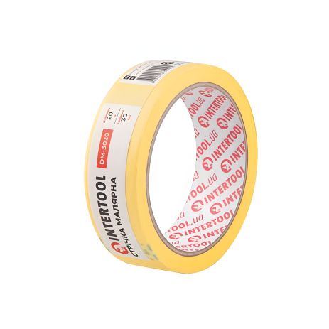 Малярна стрічка 30мм, 20м, жовта INTERTOOL DM-3020 Малярна стрічка 30мм, 20м, жовта INTERTOOL DM-3020