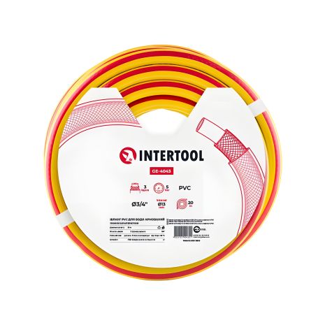 Шланг для полива 3-х слойный 3/4", 20м, армированный PVC от INTERTOOL GE-4043