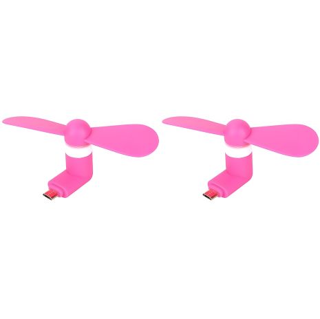 Розовый вентилятор с MicroUSB, совместим с телефоном и ноутбуком, набор 2 шт