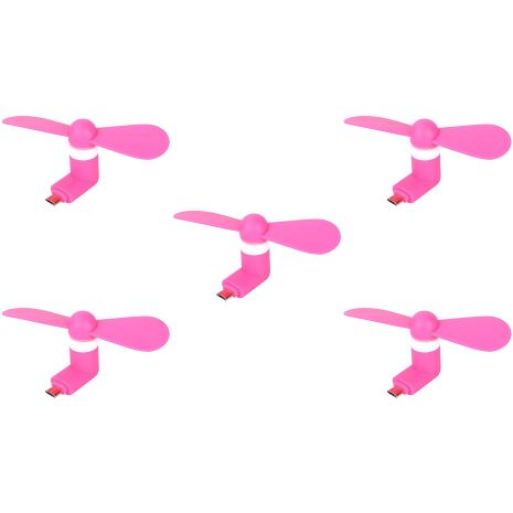 Розовый вентилятор с MicroUSB, для телефона и ноутбука, комплект 5 шт