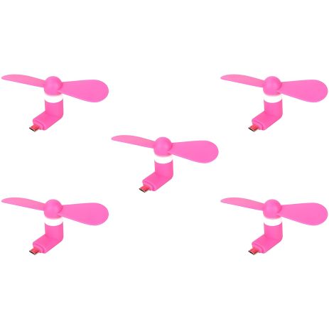 Розовый вентилятор с MicroUSB, для телефона и ноутбука, комплект 5 шт Розовый вентилятор с MicroUSB, для телефона и ноутбука, комплект 5 шт