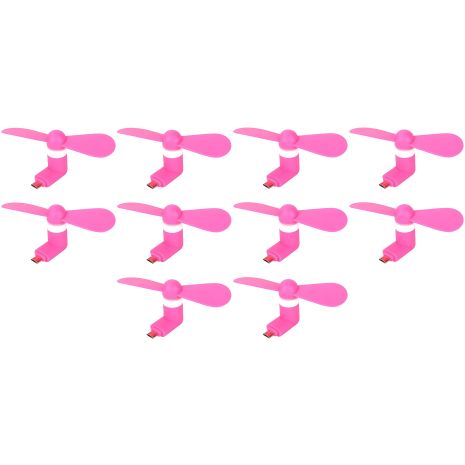 Розовый MicroUSB вентилятор для телефона и повербанка, набор 10 штук