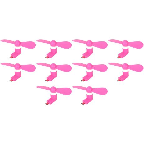 Мобільний вентилятор MicroUSB рожевий, 10шт комплект для телефону, повербанка, ноутбука