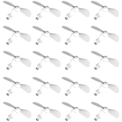 Мобильный вентилятор MicroUSB белый, от телефона, повербанка, ноутбука, комплект 20шт