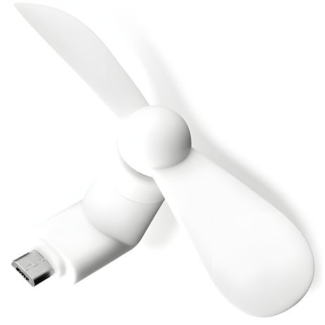Мобільний вентилятор MicroUSB білий, від телефону, повербанка, ноутбука