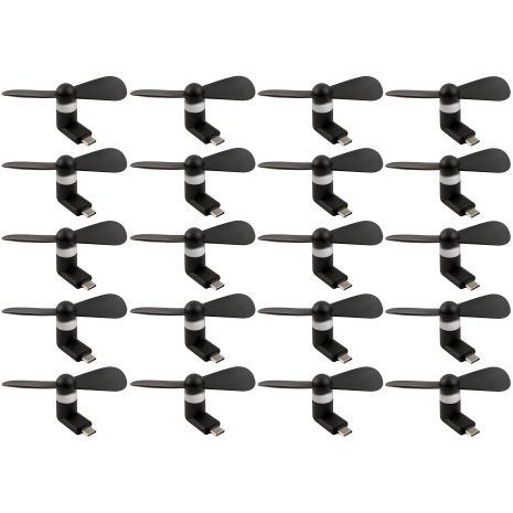 Чорний мобільний вентилятор Type-C, для телефону, повербанка, ноутбука, комплект 20шт