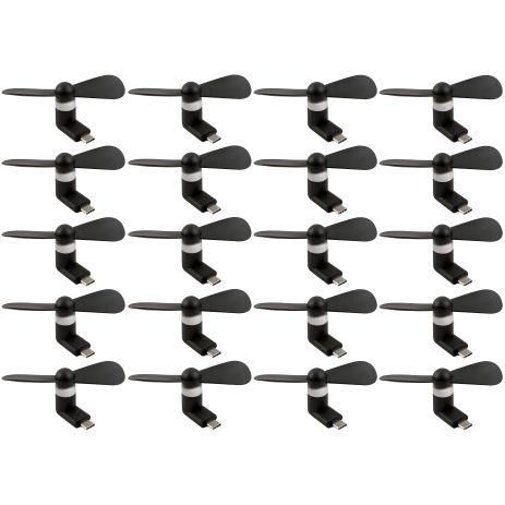 Чёрный мобильный вентилятор Type-C, от телефона, повербанка, ноутбука, 50шт в комплекте