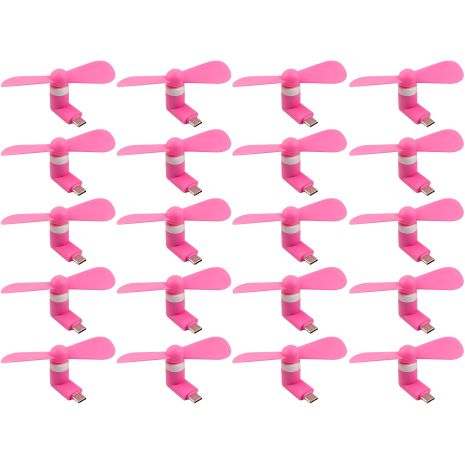 Мобільний вентилятор Type-C рожевий, від телефону, повербанка, ноутбука, комплект 20 шт