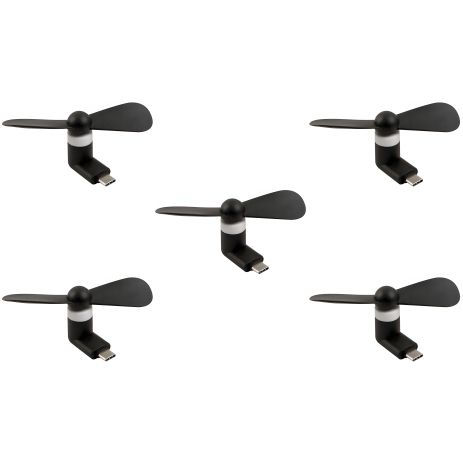 Черный вентилятор Type-C для ноутбуков и повербанков, набор 5 штук Черный вентилятор Type-C для ноутбуков и повербанков, набор 5 штук