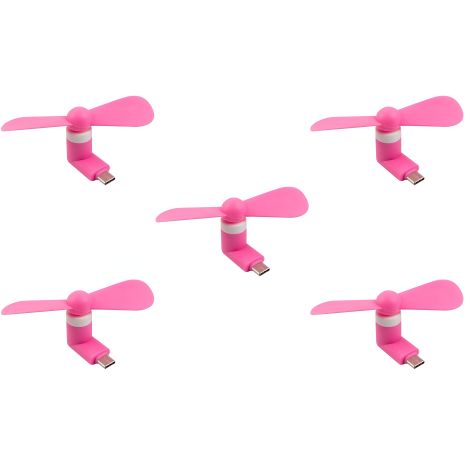 Рожевий мобільний вентилятор Type-C, комплект 5шт Рожевий мобільний вентилятор Type-C, комплект 5шт