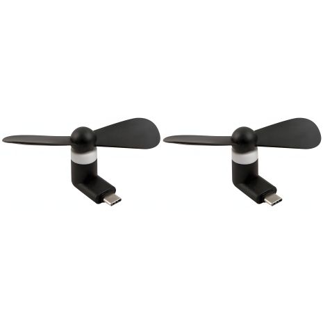 Універсальний вентилятор Type-C чорний, для телефону, повербанка, ноутбука, комплект 2шт