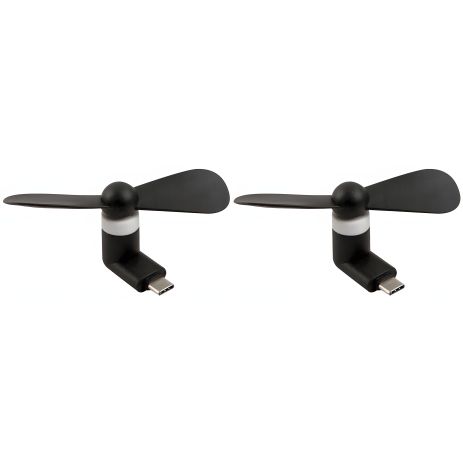 Комплект из 2 черных вентиляторов Type-C для ноутбуков и телефонов Комплект из 2 черных вентиляторов Type-C для ноутбуков и телефонов