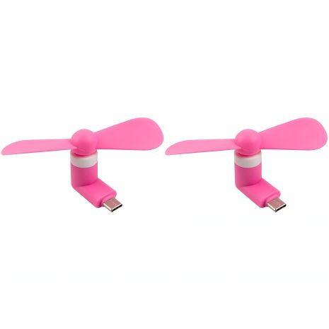 Вентилятор мобільний Type-C рожевий, від телефону, повербанка, ноутбука, комплект 2шт