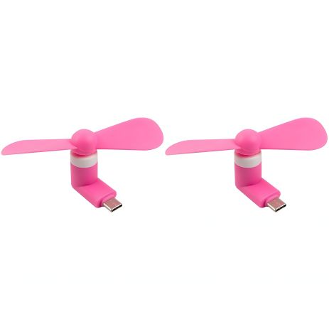 Вентилятор мобільний Type-C рожевий, від телефону, повербанка, ноутбука, комплект 2шт