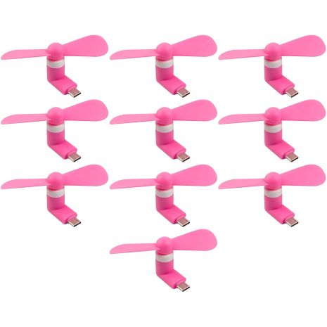 Мобільний вентилятор Type-C рожевий, від телефону, повербанка, ноутбука, набір 10шт