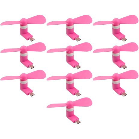 Мобільний вентилятор Type-C рожевий, від телефону, повербанка, ноутбука, набір 10шт