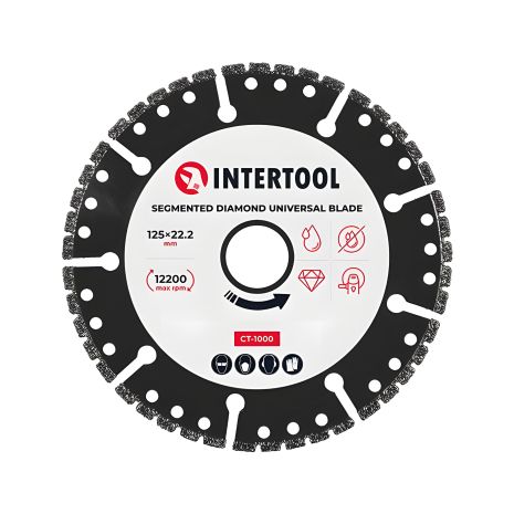 Універсальний сегментний алмазний диск 125мм, 16-18%, 12200 об/хв INTERTOOL CT-1000 Універсальний сегментний алмазний диск 125мм, 16-18%, 12200 об/хв INTERTOOL CT-1000