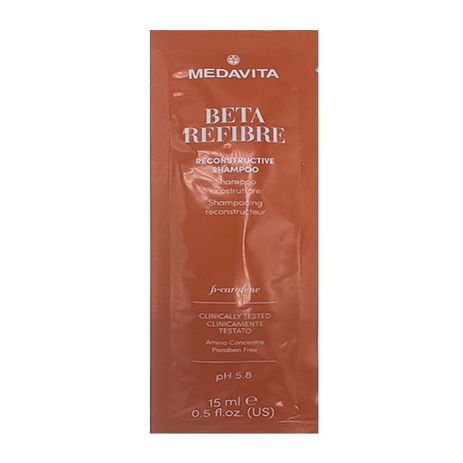 Восстанавливающий шампунь Medavita Beta Refibre Reconstructive Shampoo для поврежденных волос, 15 мл (саше)