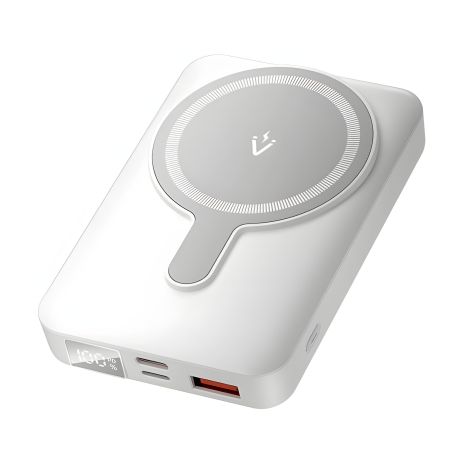 Повербанк Vention, 10000mAh, Magnetic Wireless, Type-C, Lightning, USB-A, 22.5W, LED Display, White (FHTW0) Повербанк Vention, 10000mAh, Magnetic Wireless, Type-C, Lightning, USB-A, 22.5W, LED Display, White (FHTW0)