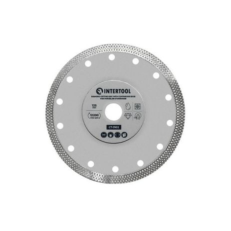Диск отрезной алмазный со сплошной кромкой 125 мм, по керамограниту INTERTOOL CT-3102