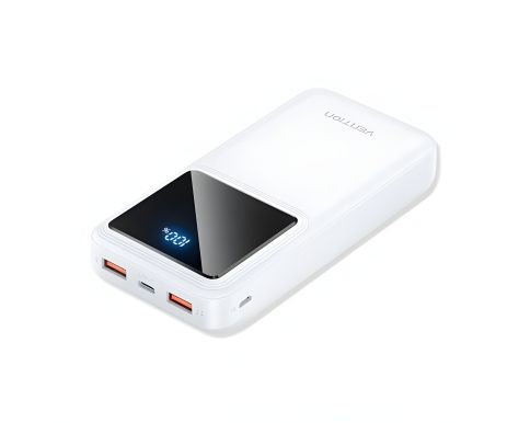 Повербанк Vention, 20000mAh, Micro-USB, Type-C, USB-A, 22.5W, LED Display, White Повербанк Vention, 20000mAh, Micro-USB, Type-C, USB-A, 22.5W, LED Display, White