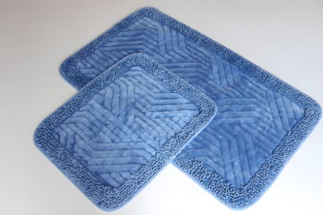 Килимків набір бавовняних для ванної та туалету 60x100 50x60 см Tropikhome Shaggy Vintage blue Килимків набір бавовняних для ванної та туалету 60x100 50x60 см Tropikhome Shaggy Vintage blue