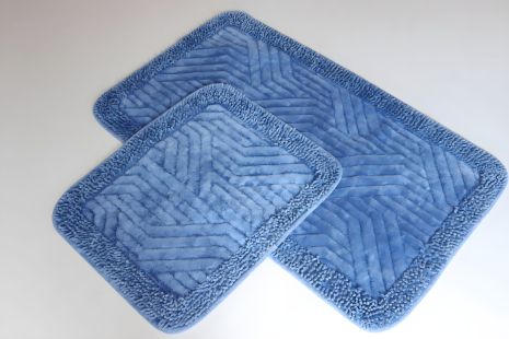 Килимків набір бавовняних для ванної та туалету 60x100 50x60 см Tropikhome Shaggy Vintage blue