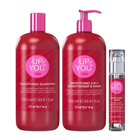 Набор Inebrya Up To You Smoothing шампунь, маска и блеск для разглаживания волос, 2x1000+50 мл
