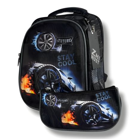 Шкільний набір для хлопчиків 6–9 років: рюкзак і пенал, чорний Шкільний набір для хлопчиків 6–9 років: рюкзак і пенал, чорний