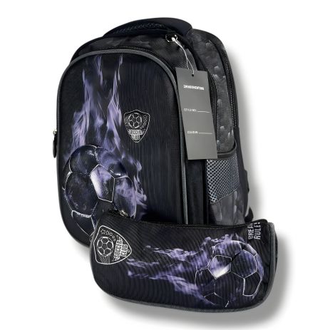 Шкільний рюкзак для хлопчиків 6–9 років з принтом М'ячик з пеналом у комплекті, легкий