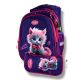 Каркасний шкільний рюкзак для дівчаток з принтом котика, пенал у комплекті, фіолетовий, ергономічний