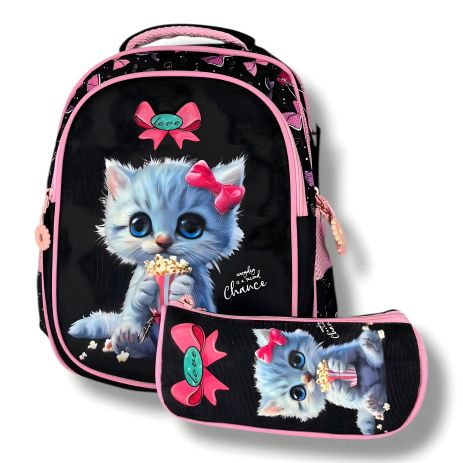 Шкільний рюкзак для дівчаток 6–9 років, з пеналом, чорний, місткий та зручний
