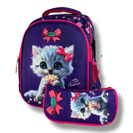 Шкільний рюкзак для дівчаток 6–9 років, з пеналом, фіолетовий