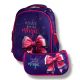 Каркасний шкільний рюкзак для дівчаток, три відділення, принт Бантик, фіолетовий
