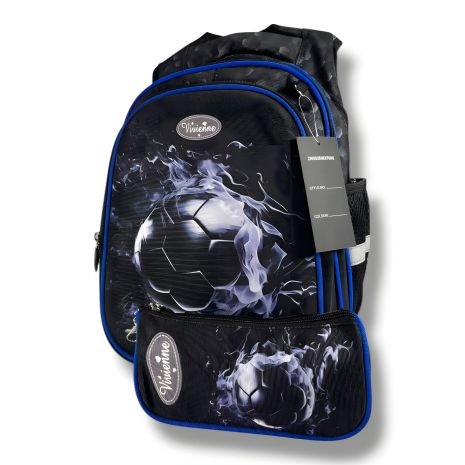 Шкільний рюкзак каркасного типу для хлопчиків 6–9 років з принтом "М'ячик" і пеналом