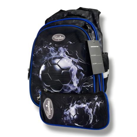 Шкільний рюкзак каркасного типу для хлопчиків 6–9 років з принтом "М'ячик" і пеналом