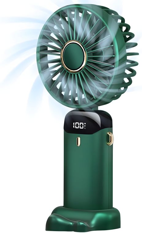 Вентилятор N15 акумуляторний, 1800mAh, портативний, ручний, з підставкою під телефон, Type-C, 2.5W, 3.5-7h, Green