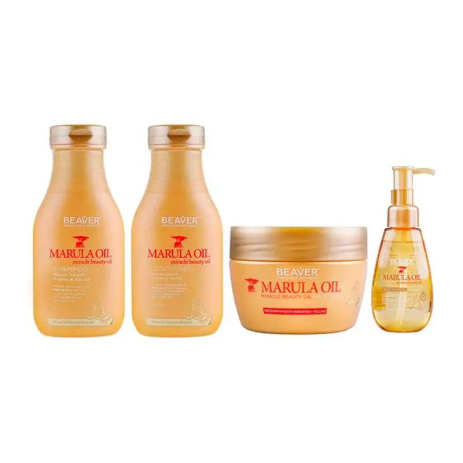 Набор Beaver Marula Oil шампунь, кондиционер, маска и масло для сухих и поврежденных волос 350+350+250+100 мл