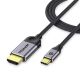 Кабель Qgeem Type-C to HDMI, 4K@60Hz, 1.5m, metal, grey