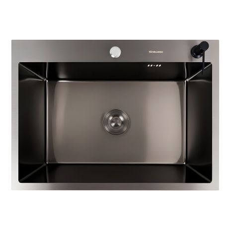 Кухонна мийка VALESO Handmade PVD 70*50 чорна (круглий сифон, 3,0/0,8)