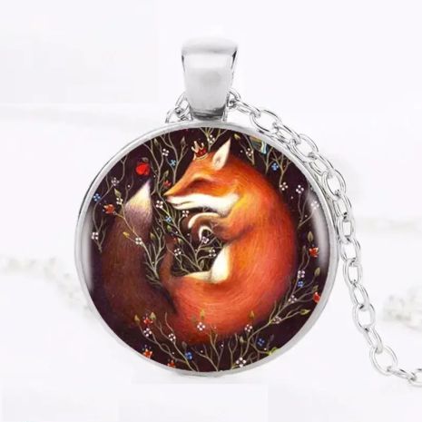 Підвіска кулон Спляча лисиця з квітами Sleeping Fox амулет оберіг талісман