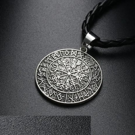 Кулон подвеска Вегвизир Рунический компас шлем ужаса в футарке на шнурке Vegvisir