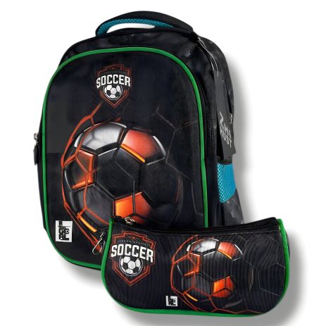 Шкільний рюкзак для хлопчика з пеналом, міцний і зручний, принт М'ячик